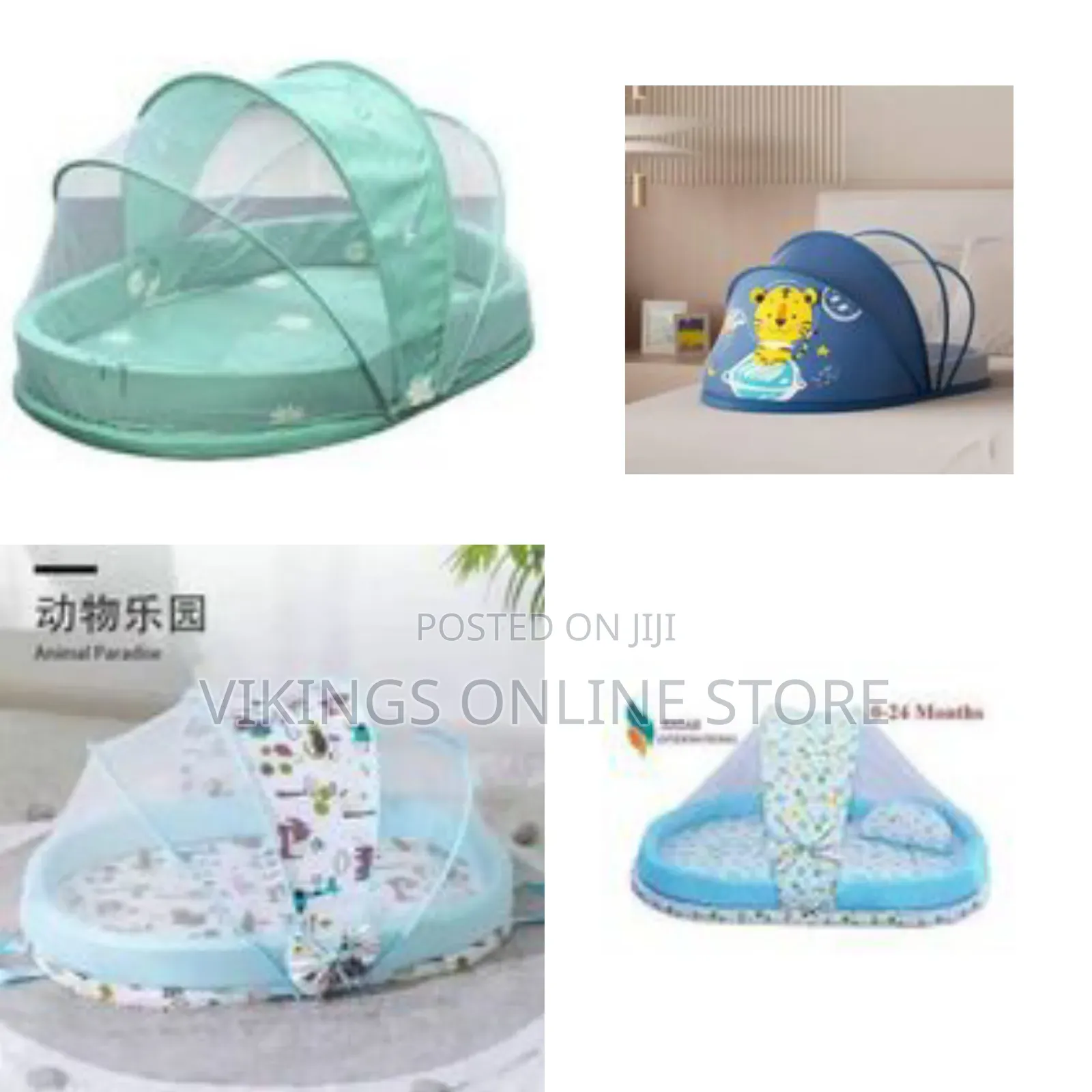 Portable Foldable Baby Bed With Animal Paradise Mosquito Net