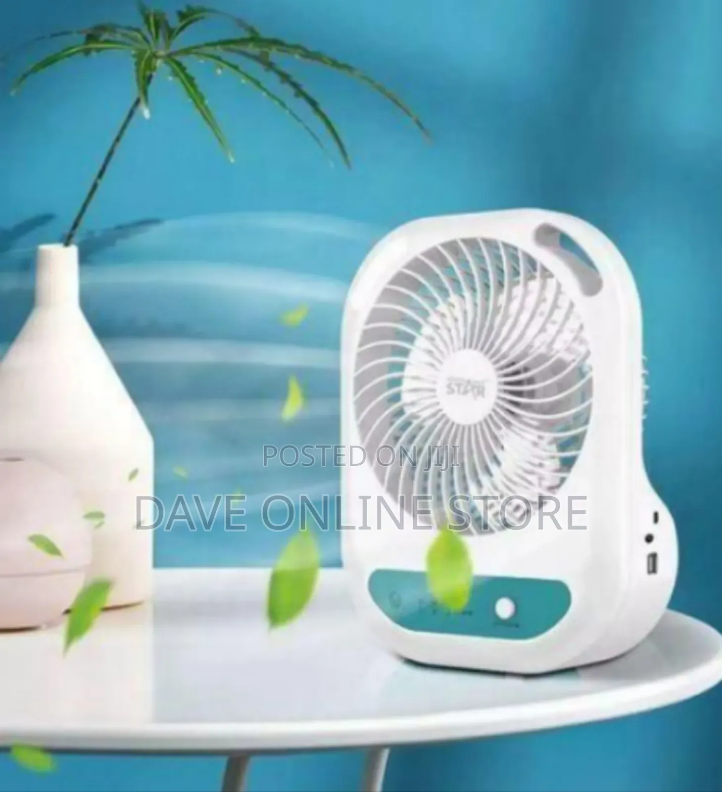 Winningstar Portable Rechargeable Desk Fan With Built-in Led Light