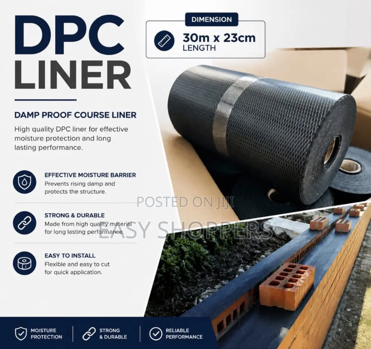 High Quality DPC (Damp Proof Course) Liner Roll Measuring 30m by 23cm