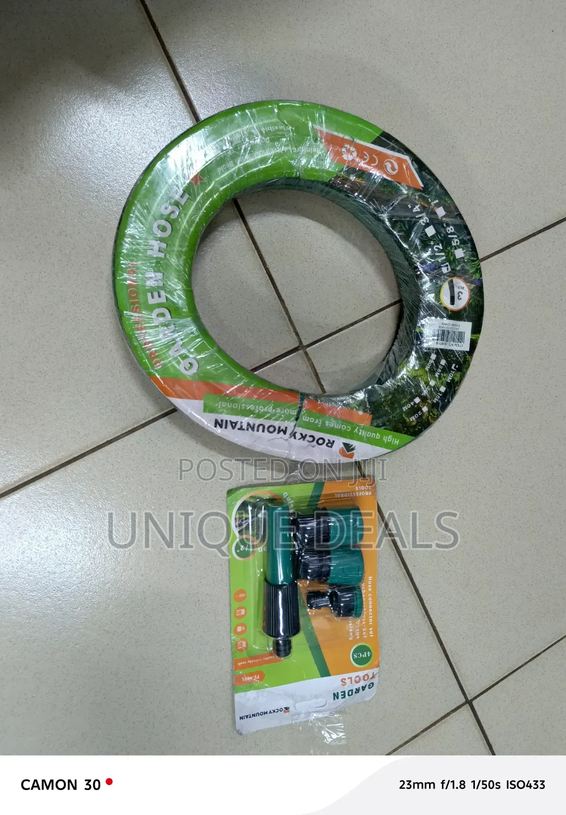 10m PVC Garden Hose With a 4-Piece Professional Connector Set.