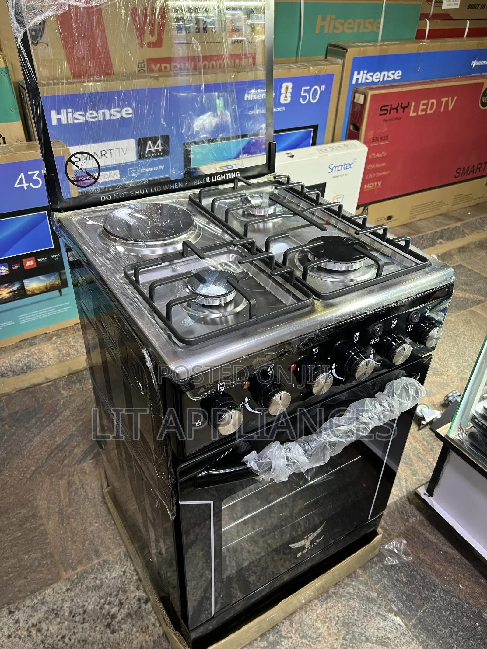 Sony Cooker 50*50,3gas + 1hotplate,Electric Oven,Stainless Steel Top.