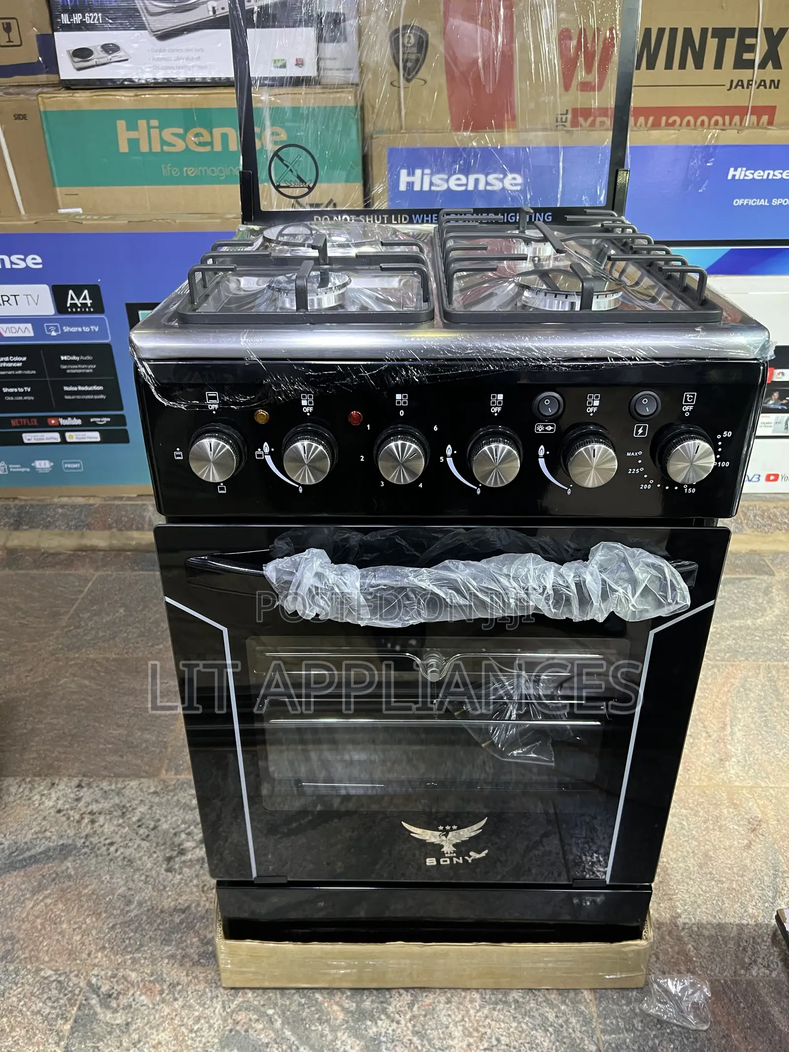 Sony Cooker 50*50,3gas + 1hotplate,Electric Oven,Stainless Steel Top.
