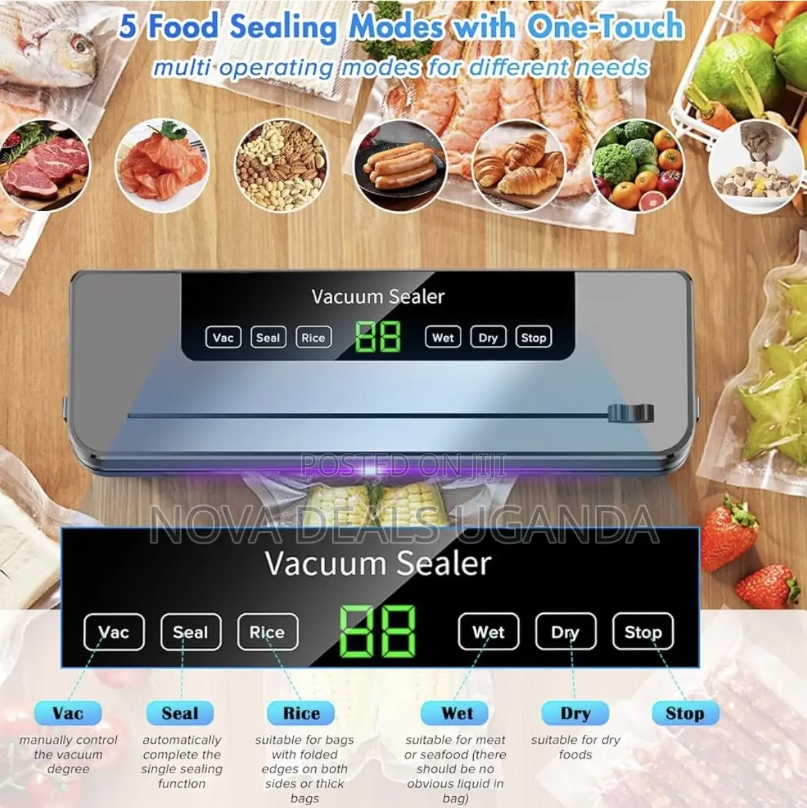 Vacuum Sealer Automatic Sealing Food Saver Machine With 30pc Seal Bags