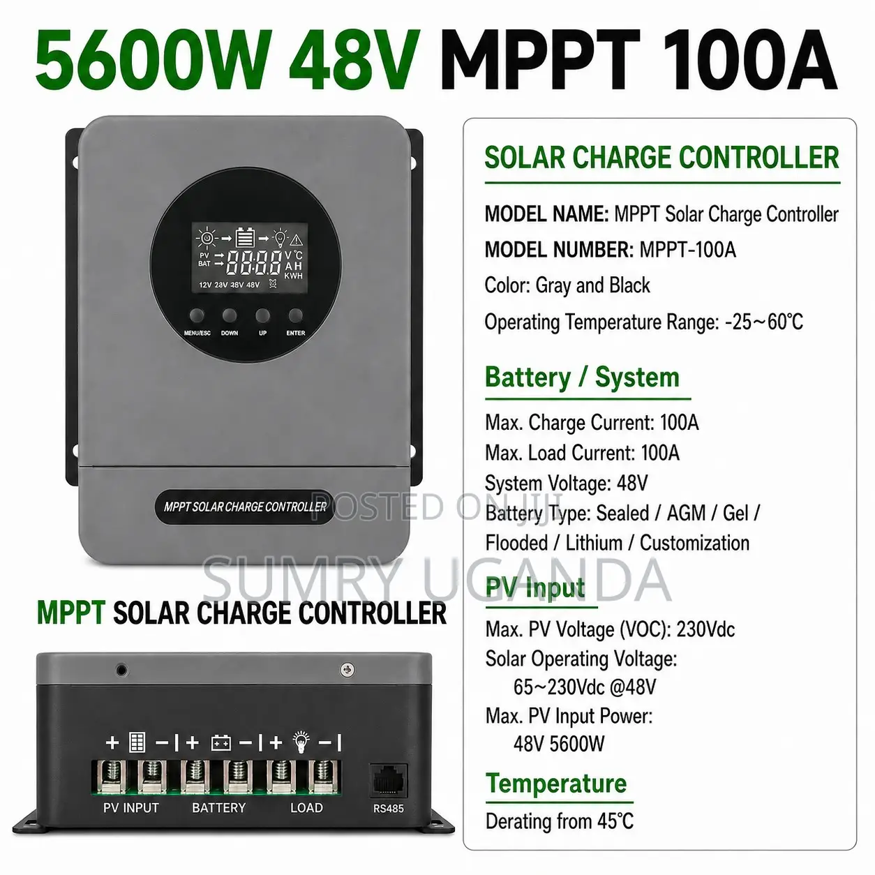 MPPT Solar Charge Controller 40/60/100a – 12/24/48v Auto | Regulator