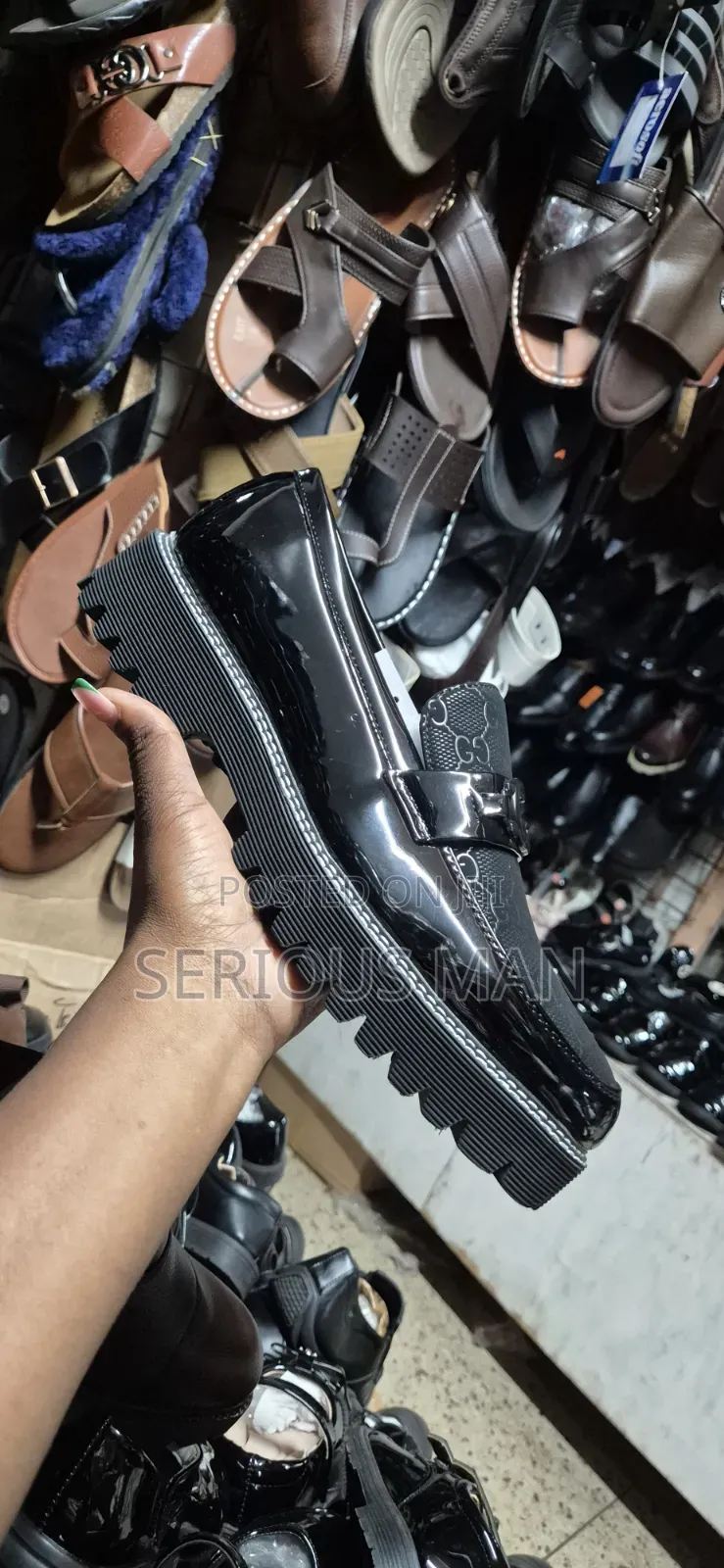 Men's Chunky Patent Leather Loafers Shoes