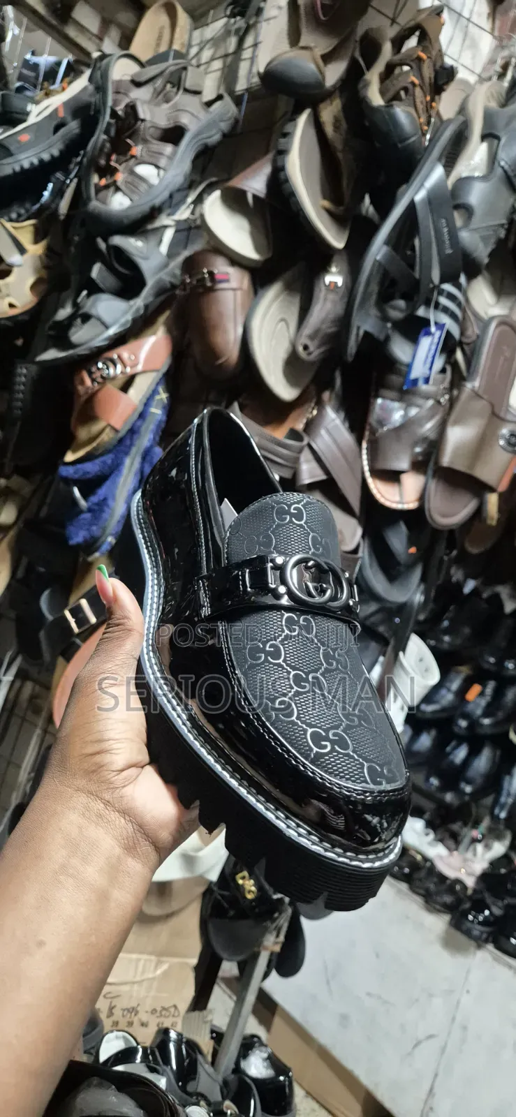 Men's Chunky Patent Leather Loafers Shoes