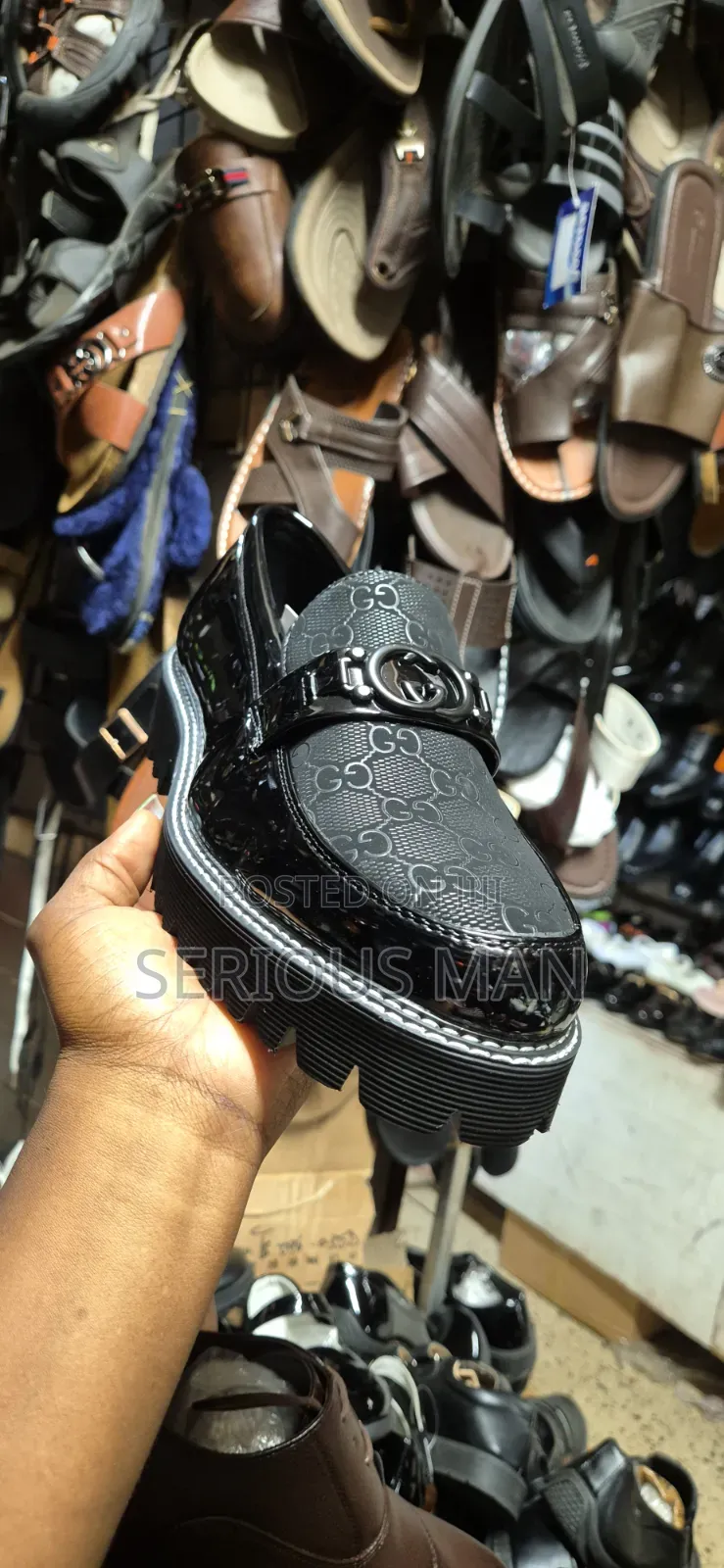 Men's Chunky Patent Leather Loafers Shoes