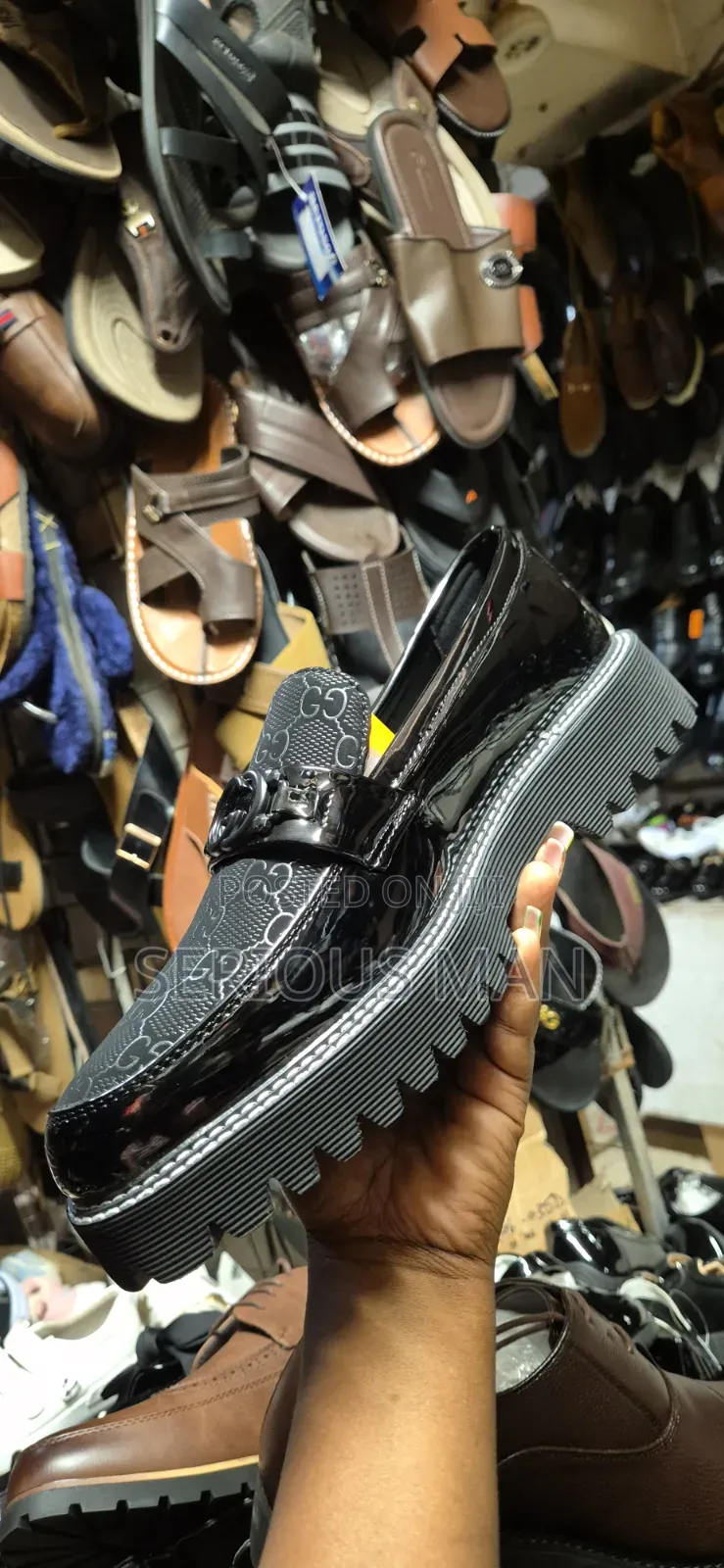 Men's Chunky Patent Leather Loafers Shoes