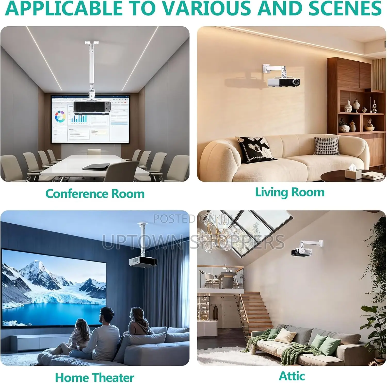 Projector Mount Ceiling/Wall - Universal 3-in-1 Bracket