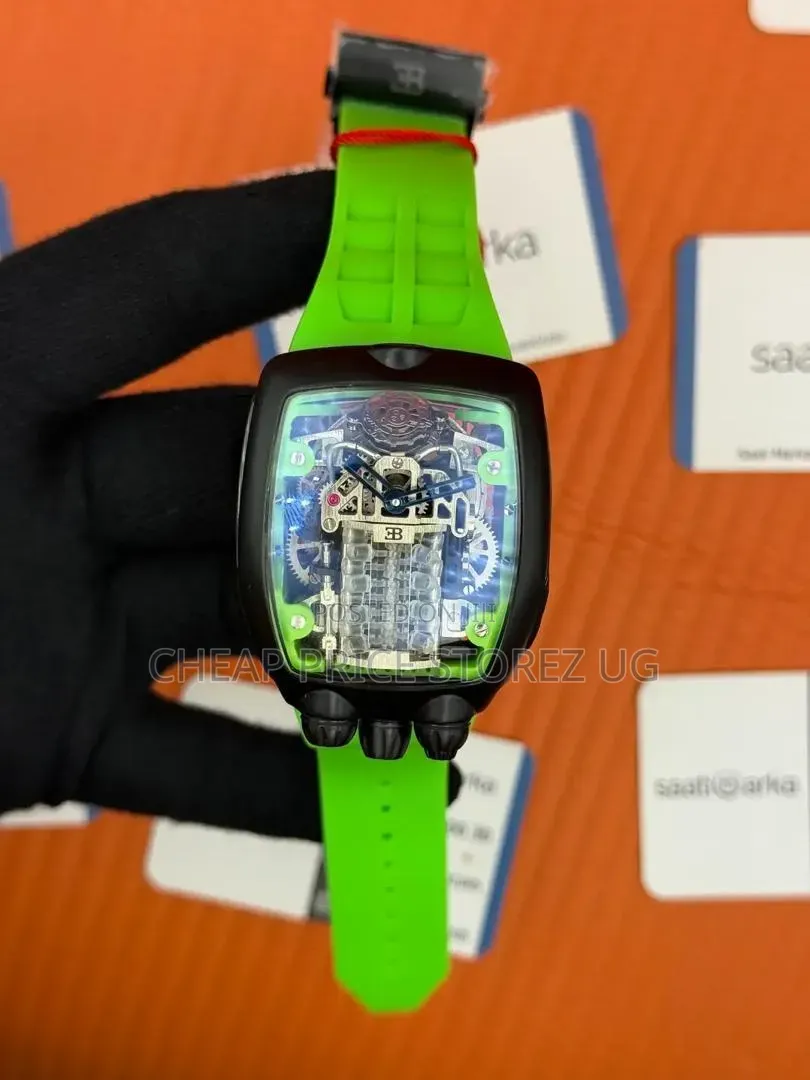 This Is a Jacob Co Bugatti Chiron Watch a Green Rubber Strap