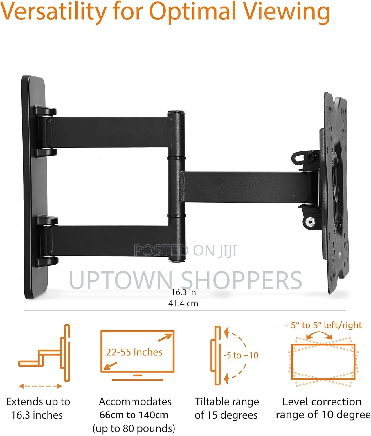 Full Motion Tv Wall Mount, With Swivel and Tilt, for 26" to 55"