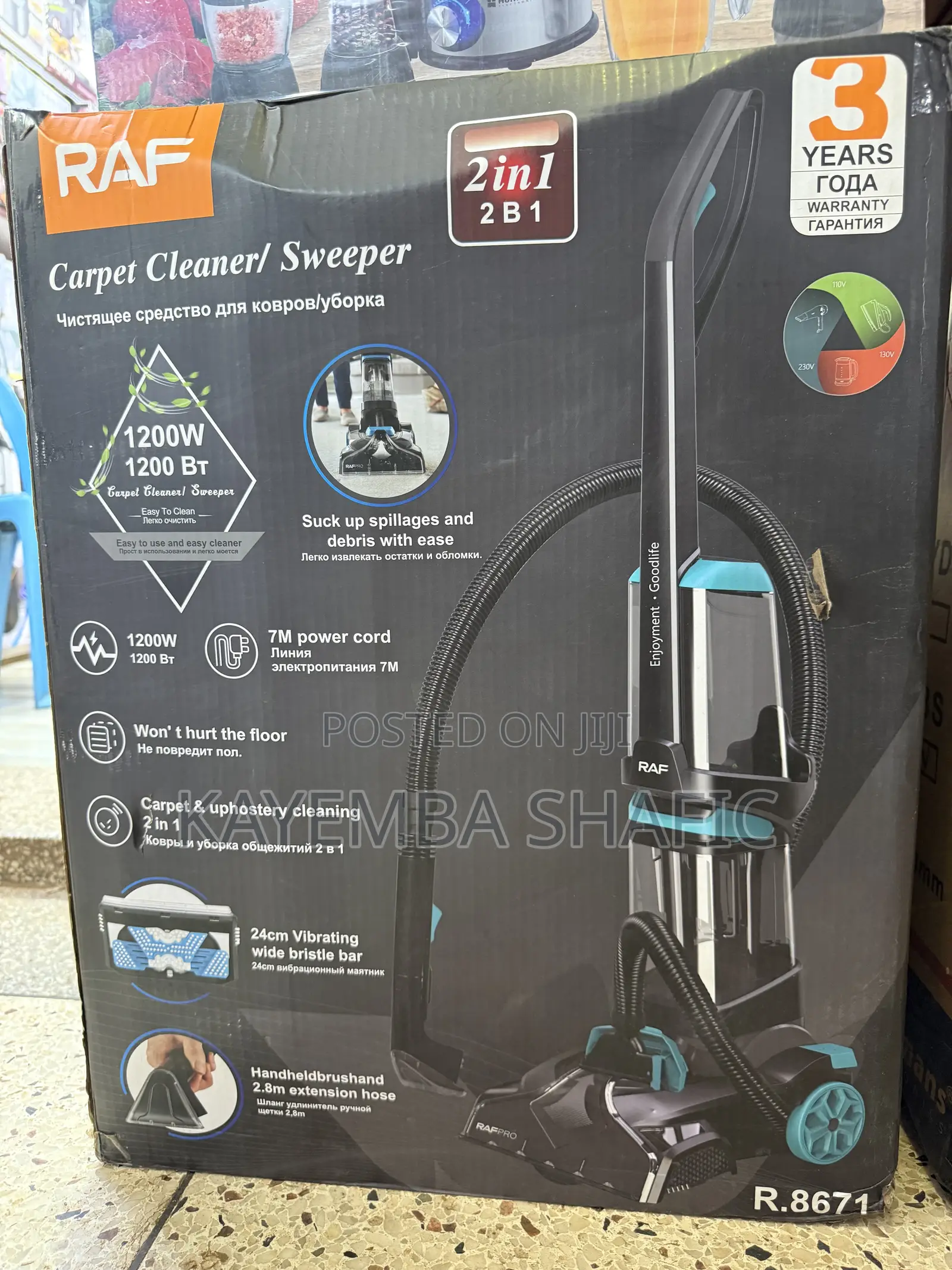 Raf 2-in-1 Carpet Cleaner Sweeper 1200w (Model R.8671) – Brand New