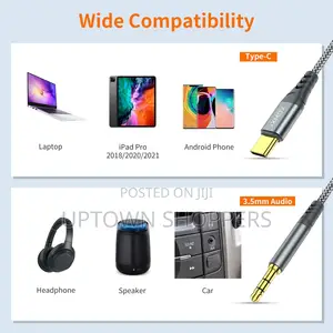 Type C To 3.5mm Headphone Car Stereo Cable For Sound