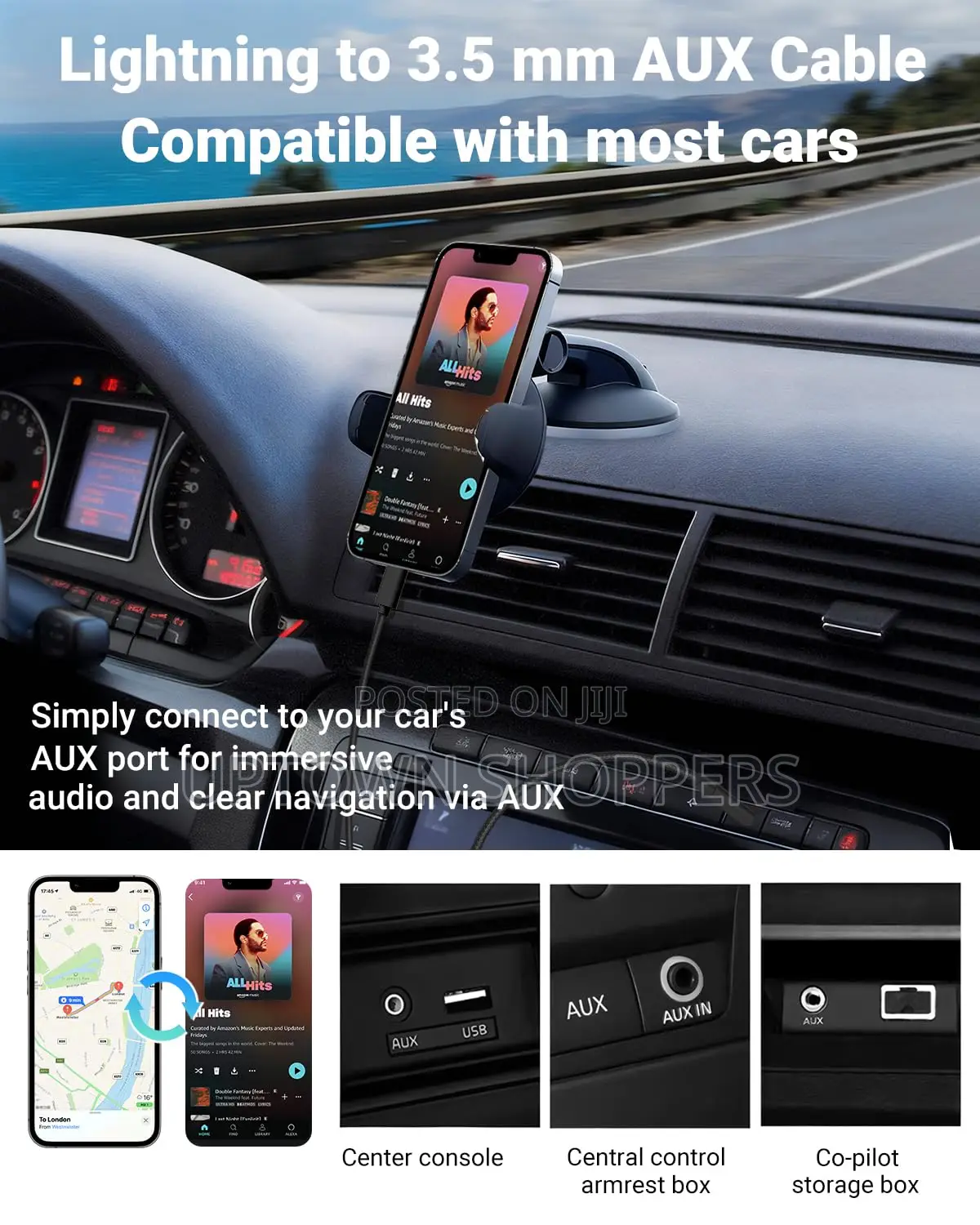 Lightning To 3.5 Mm Aux Cable For Car Stereo, Speaker, Headphone