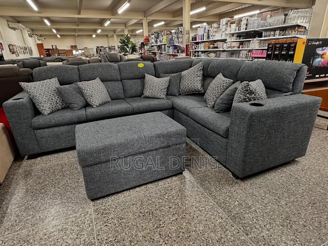 L Shape Sofa Set With Cupholder