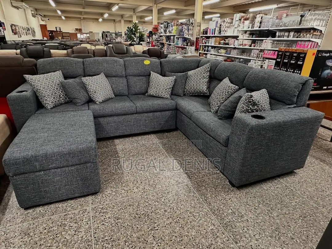 L Shape Sofa Set With Cupholder