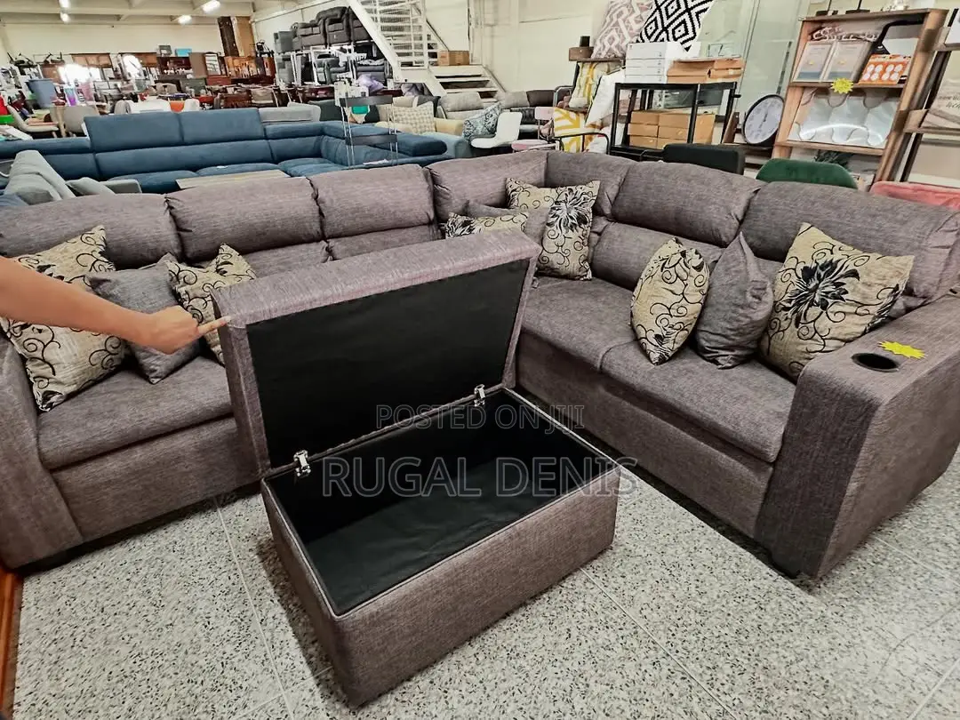 L Shape Sofa Set With Cupholder