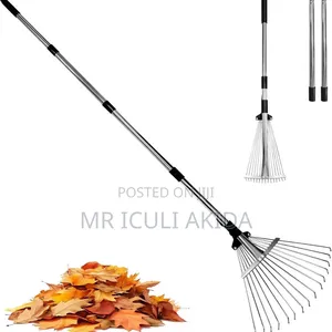 Telescopic Metal Garden Rake for Clearing Lawn and Yard Debris.