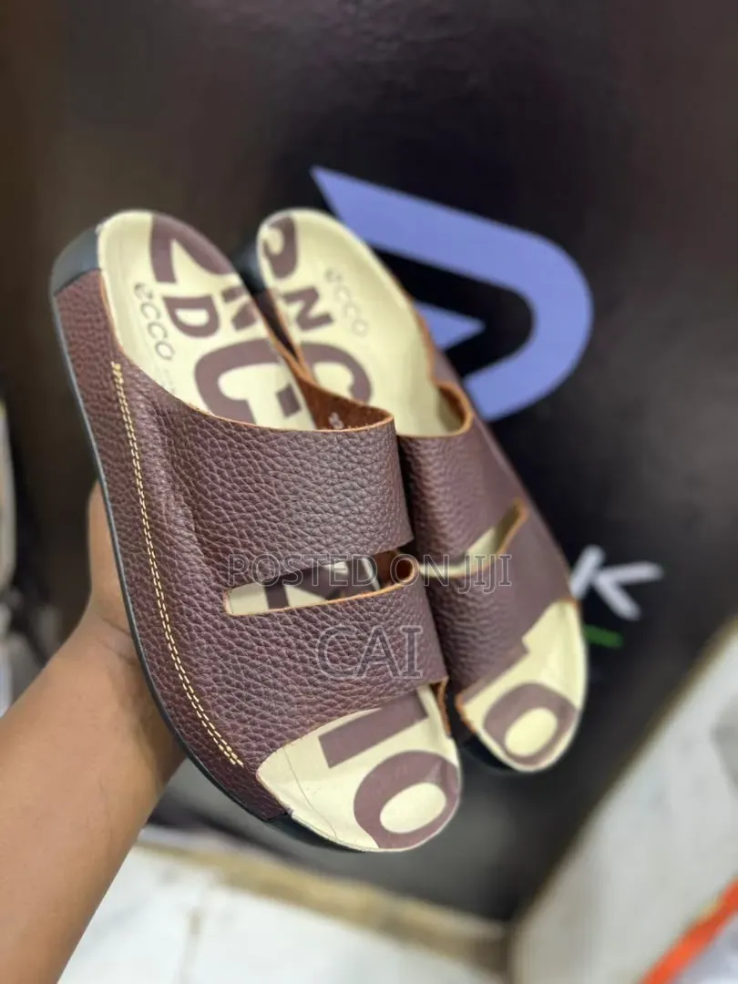 Ecco Men's Leather Sandals in Black and Brown Colors.