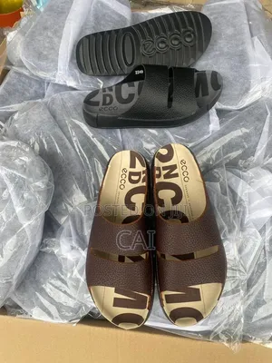 Ecco Men's Leather Sandals in Black and Brown Colors.