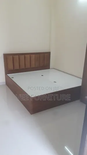 Modern Wooden Platform Bed Set With Wardrobe Lights