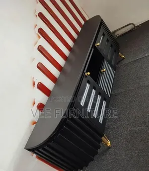 Modern Black Yellow Tv Stand – Gloss Finish, 3 Drawers