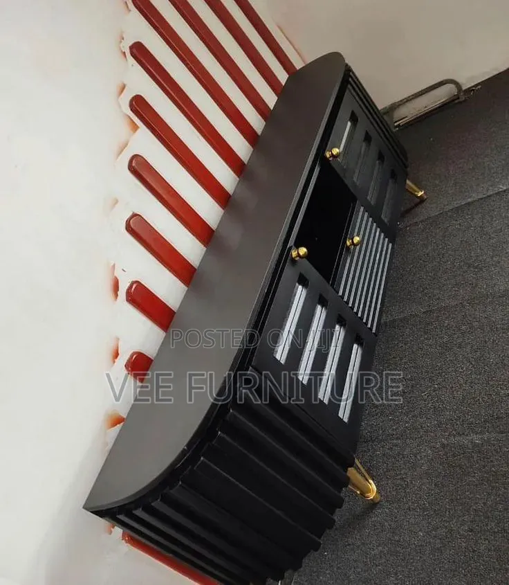 Modern Black Yellow Tv Stand – Gloss Finish, 3 Drawers