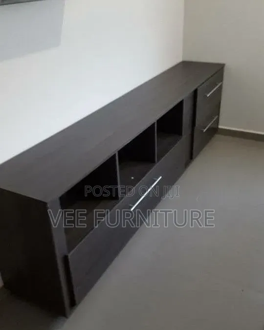 Modern Black Yellow Tv Stand – Gloss Finish, 3 Drawers