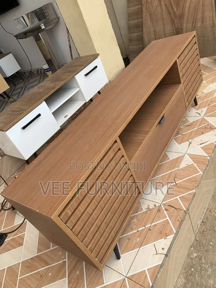 Modern Black Yellow Tv Stand – Gloss Finish, 3 Drawers