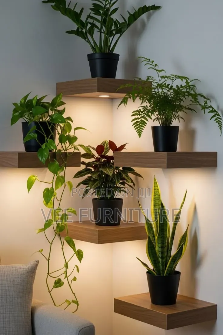 Modern Corner Floating Shelves With Led Lights
