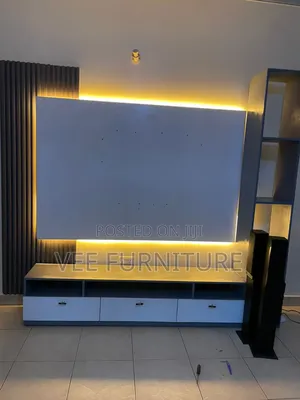 Luxury Floating Tv Wall Unit – Marble + Wood Slats + Led Lights