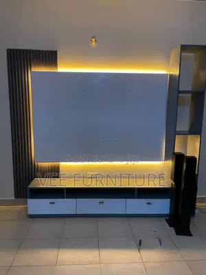 Luxury Floating Tv Wall Unit – Marble + Wood Slats + Led Lights