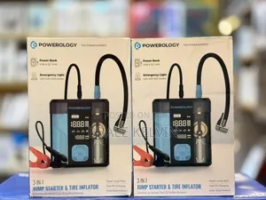 Powerology 3-in-1 Jump Starter, Air Inflator 12v Booster 12000mah