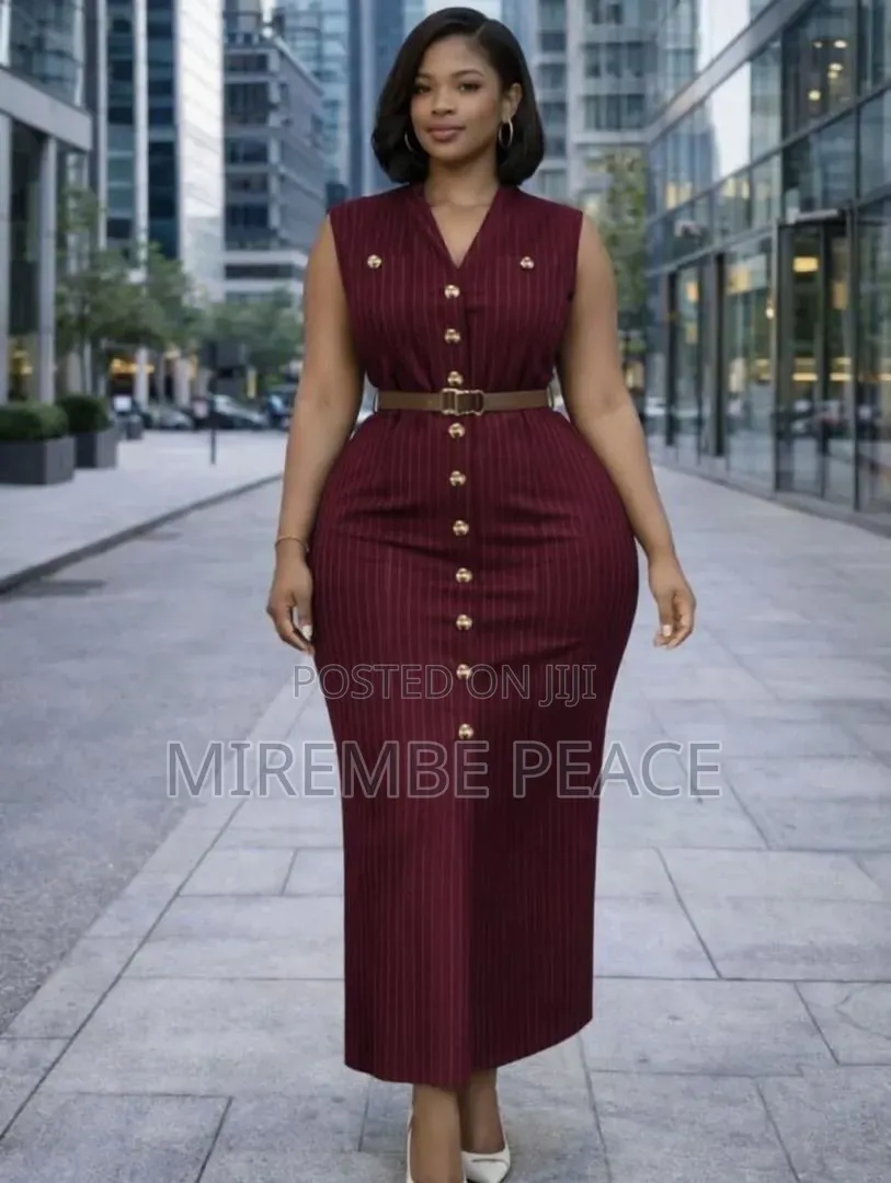 Pinstripe Belted Dresses