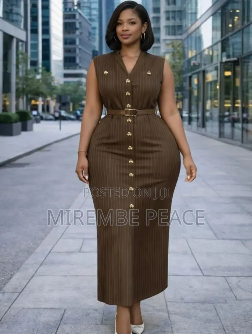 Pinstripe Belted Dresses