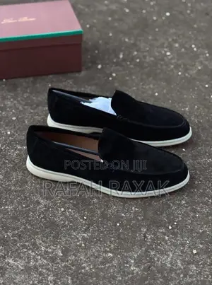 Navy Blue Suede Loro Piano Loafers