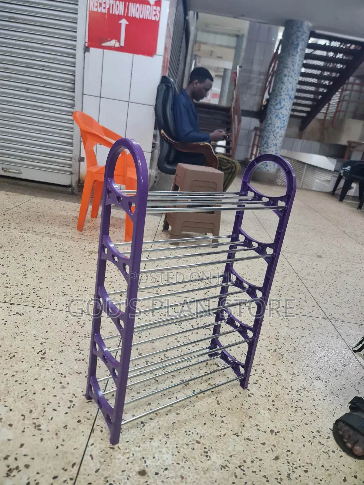 5 Tier Stainless Steel Shoe Rack Shoe Rack (Purple)