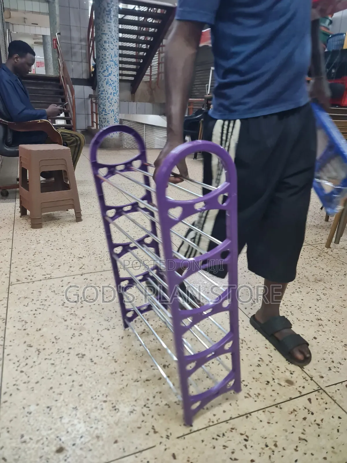 5 Tier Stainless Steel Shoe Rack Shoe Rack (Purple)