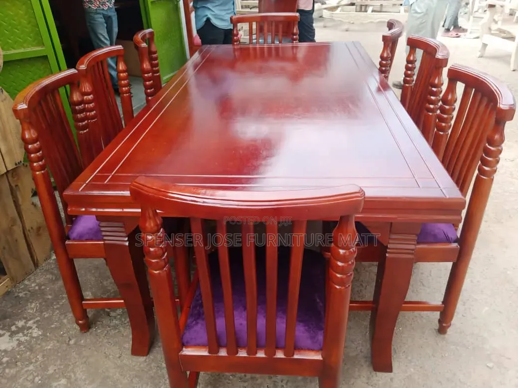 Dining Table With Six Chairs in Mahogany Colour