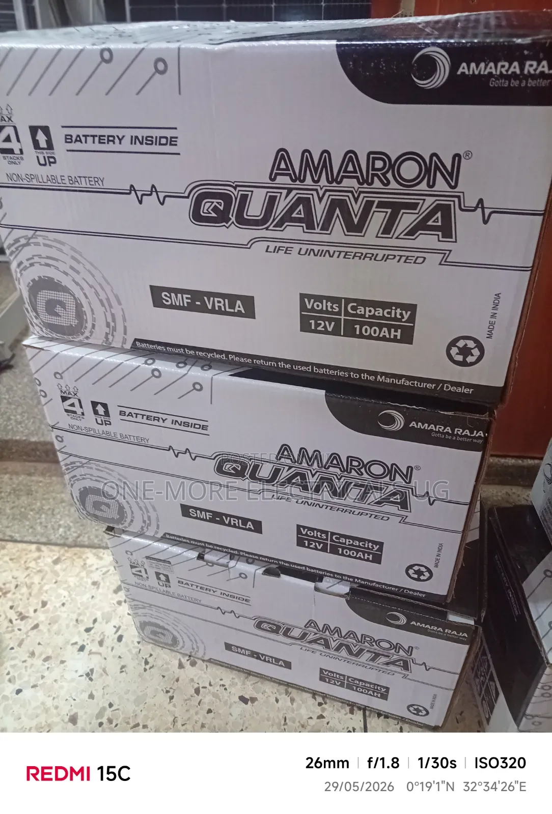 Guanta Amaron Battery 100ah/12volts Maintenance Free