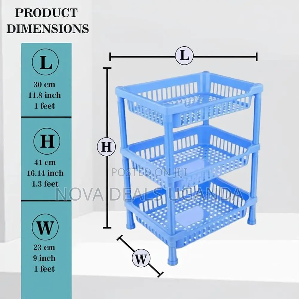 Plastic Storage Trolley Multi-Purpose Organizer Rack for Veggies, Cups