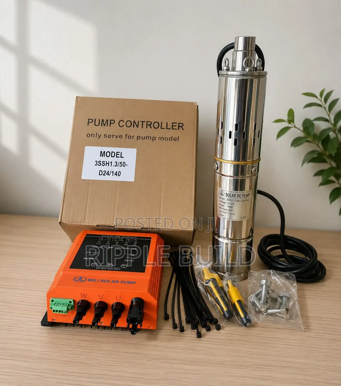 140w Solar Borehole Pump 50m Head Dc24v Deep Well Water Pump