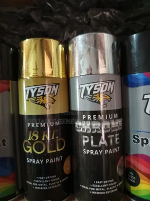Spray Paint Gold Kt and Premium Chrome Tyson Fast Dry 315ml