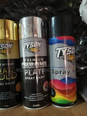 Spray Paint Gold Kt and Premium Chrome Tyson Fast Dry 315ml