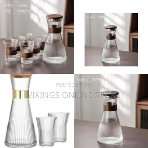 Fluted Bedside Decanter Set With Glasses - Multicolor