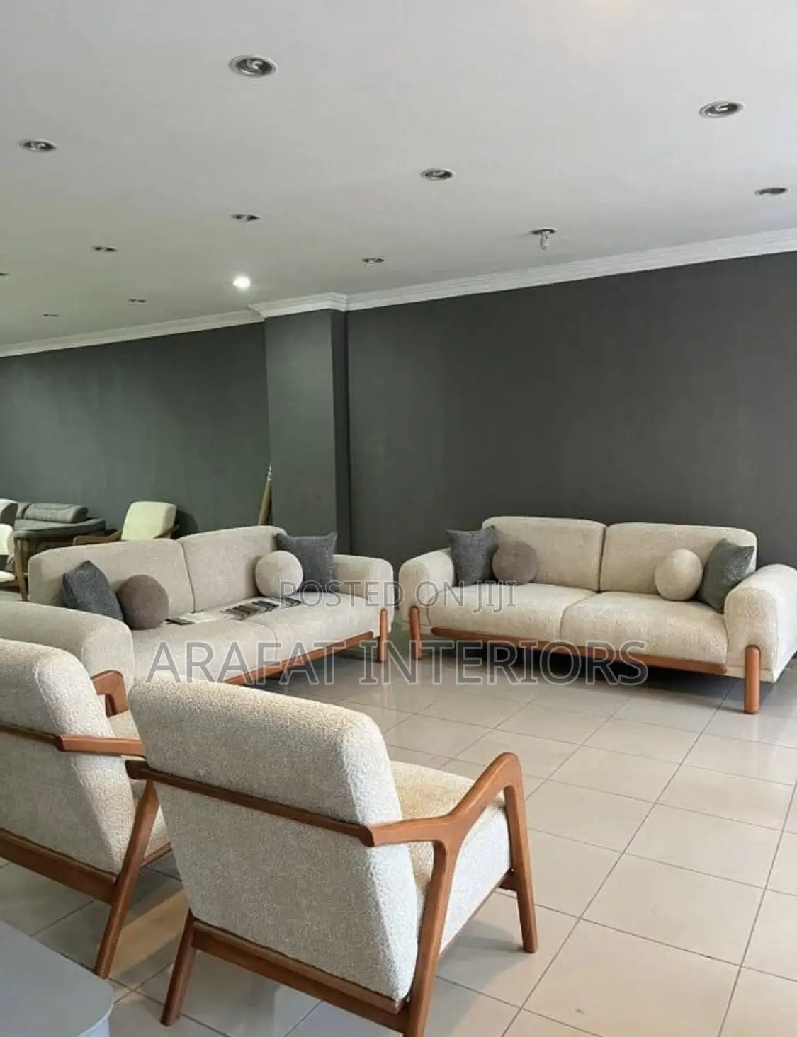 Beige Fabric Lounge Set