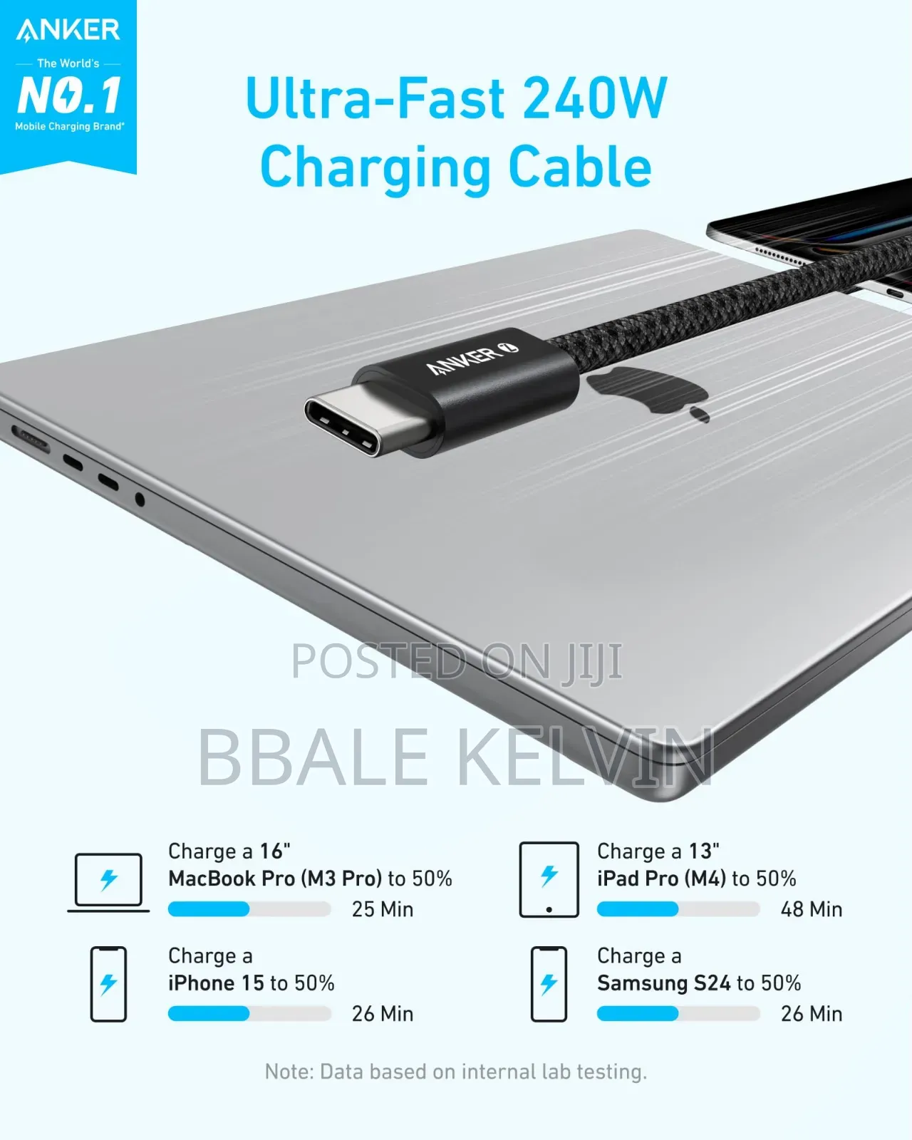 Anker Zolo 240w Usb-C to Usb-C Cable 6ft Fast Charging Braided