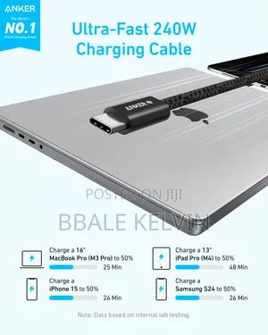 Anker Zolo 240w Usb-C to Usb-C Cable 6ft Fast Charging Braided