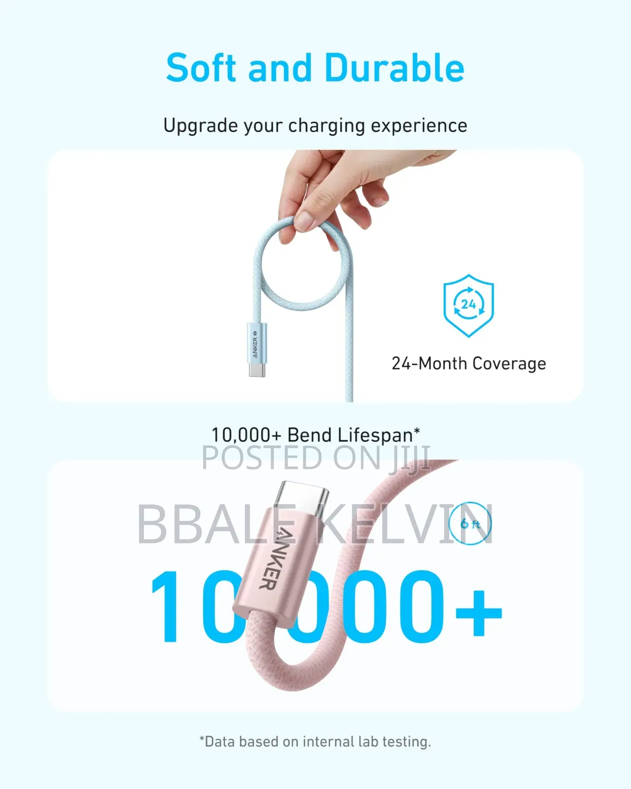Anker Zolo 240w Usb-C to Usb-C Cable 6ft Fast Charging Braided