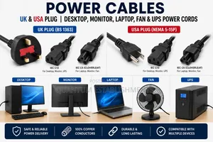 Power Cables Uk/Usa Plugs | Desktop, Monitor, Laptop, Fan, TVS and Ups